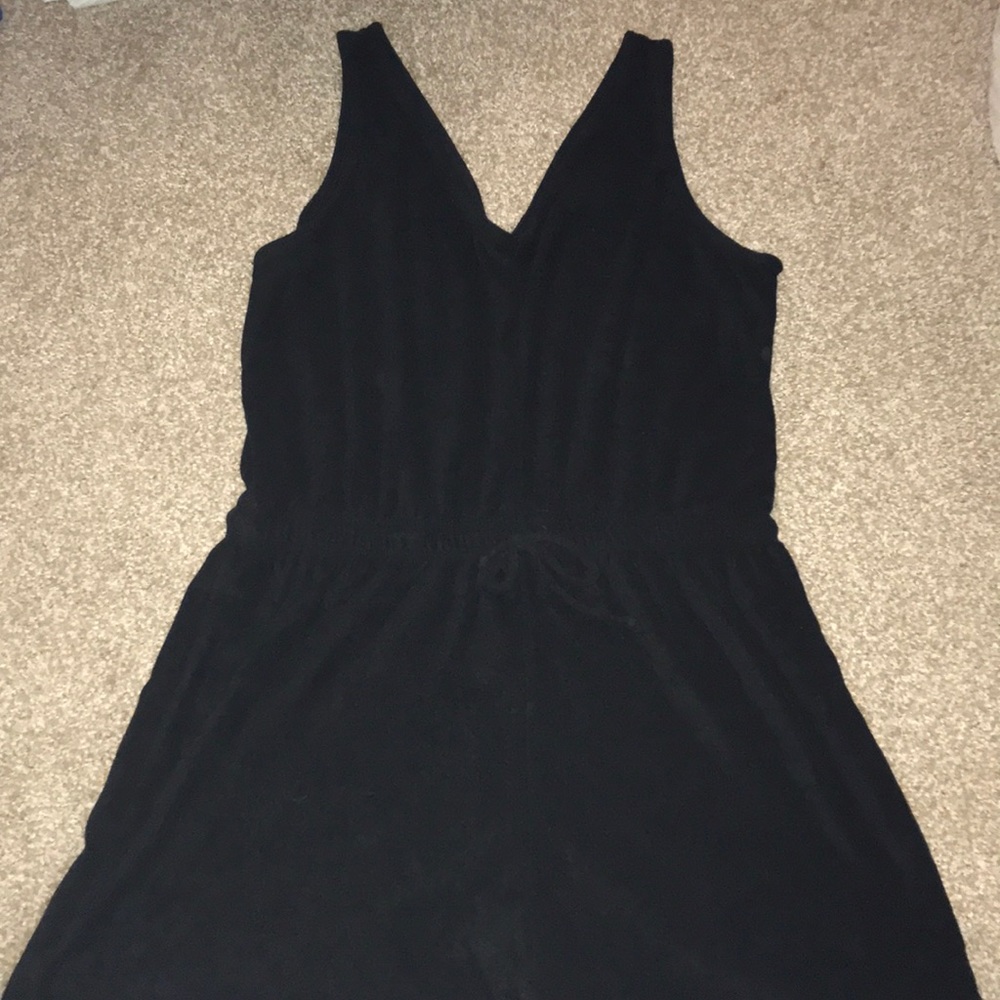 Black terry cloth romper